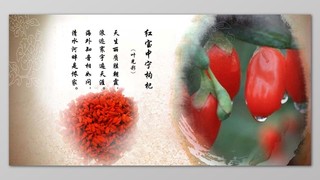 复古风花纹红宝中宁枸杞农副产品宣传展板